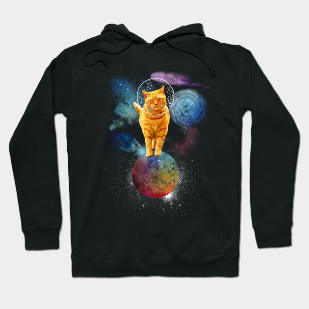 Space Ginger Cat Astronaut Hoodie by VBleshka